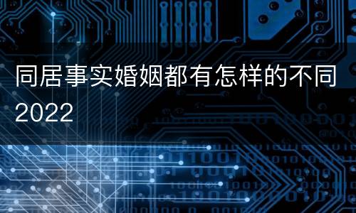 同居事实婚姻都有怎样的不同2022