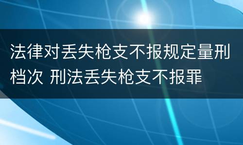 法律对丢失枪支不报规定量刑档次 刑法丢失枪支不报罪