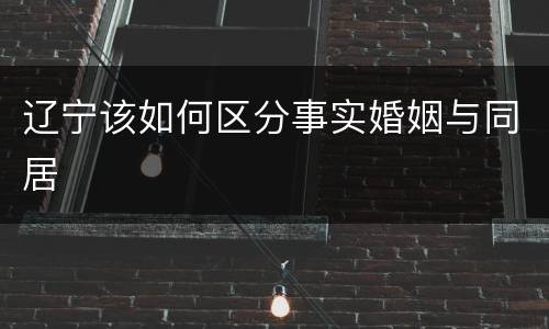 辽宁该如何区分事实婚姻与同居