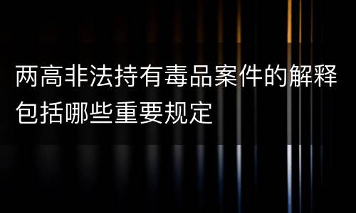 两高非法持有毒品案件的解释包括哪些重要规定