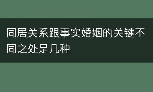同居关系跟事实婚姻的关键不同之处是几种