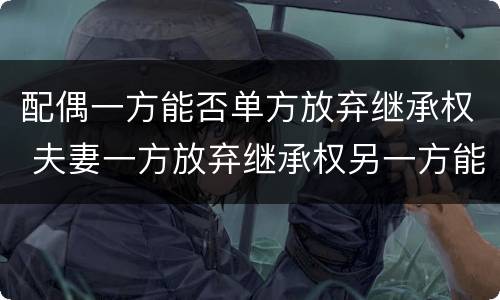 配偶一方能否单方放弃继承权 夫妻一方放弃继承权另一方能主张吗