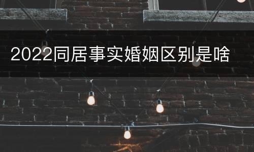 2022同居事实婚姻区别是啥