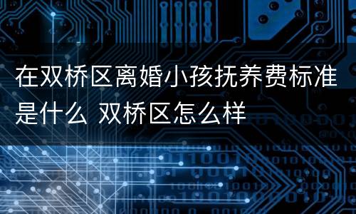 在双桥区离婚小孩抚养费标准是什么 双桥区怎么样