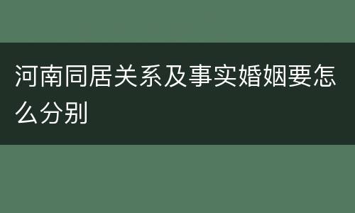 河南同居关系及事实婚姻要怎么分别