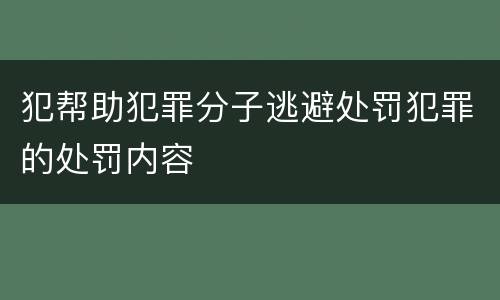 犯帮助犯罪分子逃避处罚犯罪的处罚内容