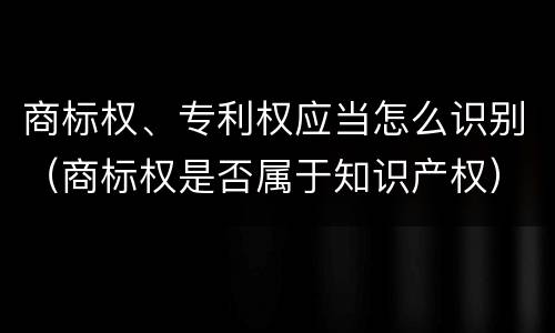 商标权、专利权应当怎么识别（商标权是否属于知识产权）