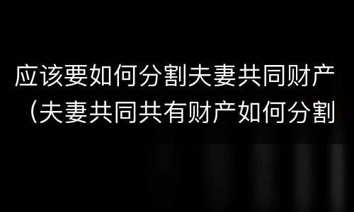 应该要如何分割夫妻共同财产（夫妻共同共有财产如何分割）