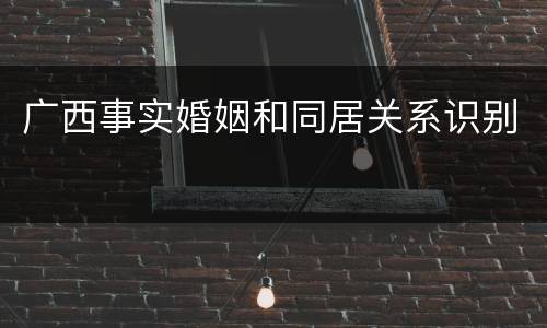 广西事实婚姻和同居关系识别