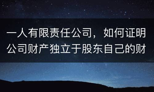 一人有限责任公司，如何证明公司财产独立于股东自己的财产