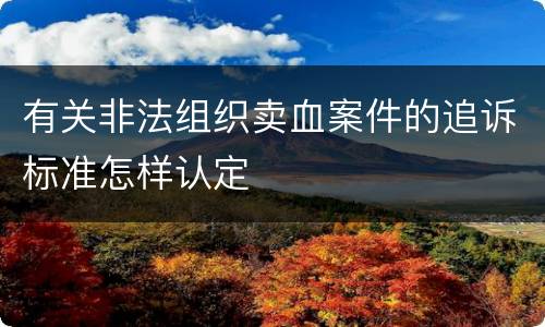 有关非法组织卖血案件的追诉标准怎样认定