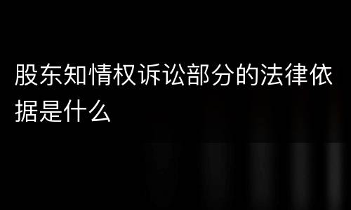 股东知情权诉讼部分的法律依据是什么