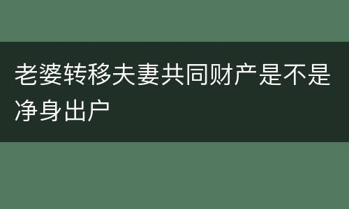 老婆转移夫妻共同财产是不是净身出户