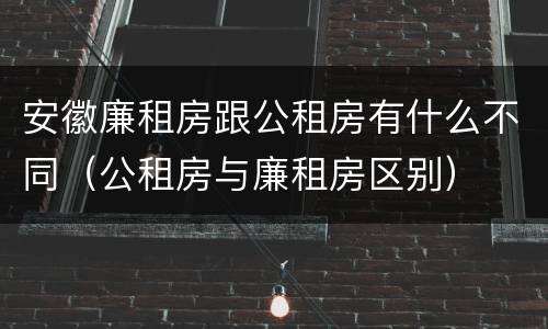 安徽廉租房跟公租房有什么不同（公租房与廉租房区别）