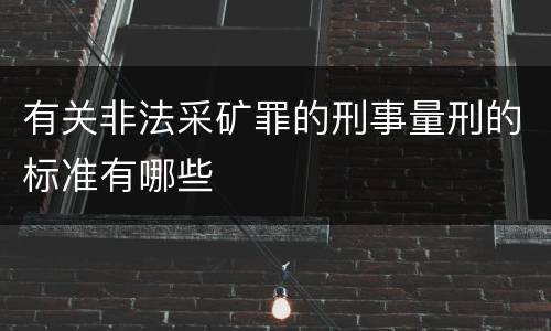 有关非法采矿罪的刑事量刑的标准有哪些