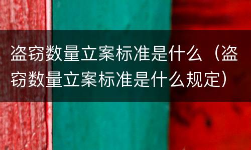 盗窃数量立案标准是什么（盗窃数量立案标准是什么规定）