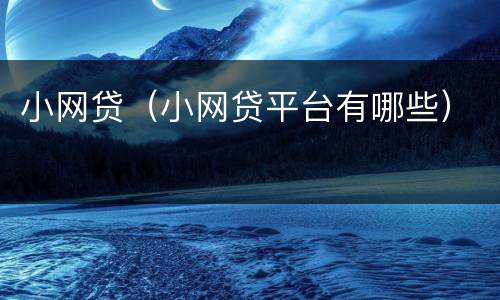 小网贷（小网贷平台有哪些）