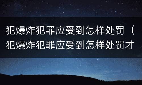 犯爆炸犯罪应受到怎样处罚（犯爆炸犯罪应受到怎样处罚才能缓刑）