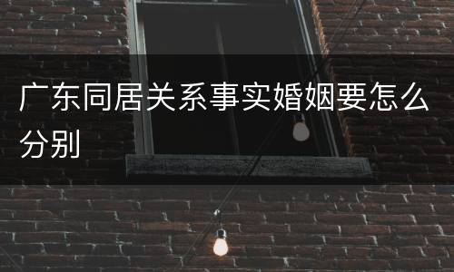 广东同居关系事实婚姻要怎么分别