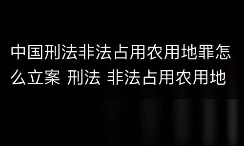 中国刑法非法占用农用地罪怎么立案 刑法 非法占用农用地罪