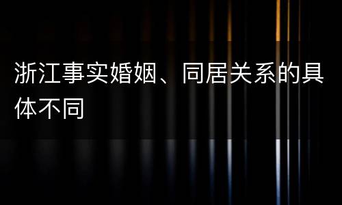 浙江事实婚姻、同居关系的具体不同