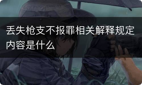 丢失枪支不报罪相关解释规定内容是什么