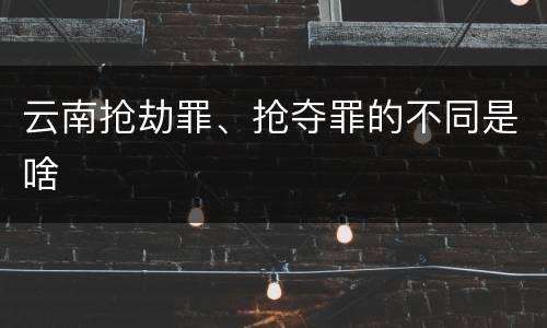 云南抢劫罪、抢夺罪的不同是啥