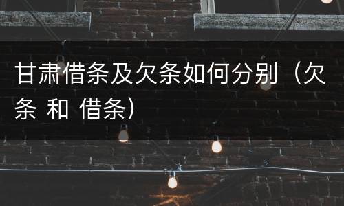 甘肃借条及欠条如何分别（欠条 和 借条）