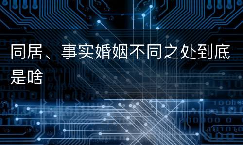 同居、事实婚姻不同之处到底是啥