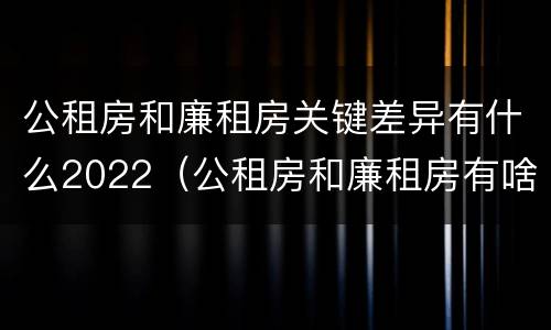 公租房和廉租房关键差异有什么2022（公租房和廉租房有啥不同）