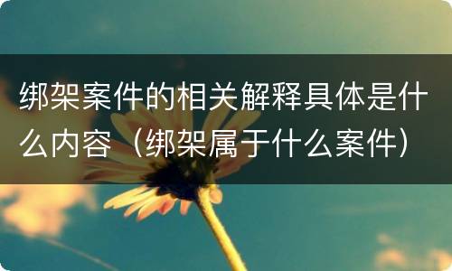 绑架案件的相关解释具体是什么内容（绑架属于什么案件）