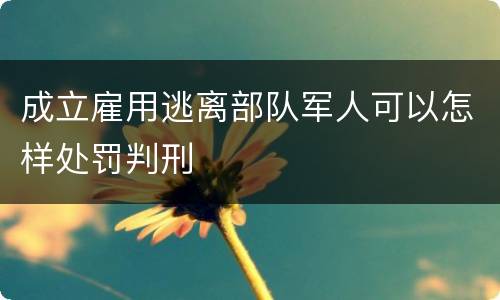 成立雇用逃离部队军人可以怎样处罚判刑