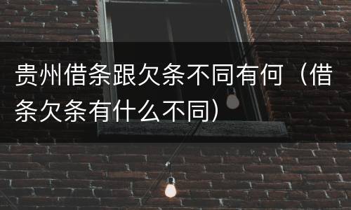 贵州借条跟欠条不同有何（借条欠条有什么不同）
