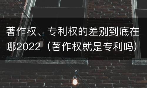 著作权、专利权的差别到底在哪2022（著作权就是专利吗）