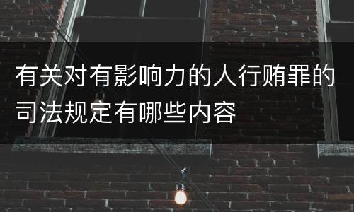 有关对有影响力的人行贿罪的司法规定有哪些内容