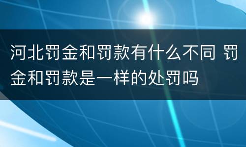 河北罚金和罚款有什么不同 罚金和罚款是一样的处罚吗