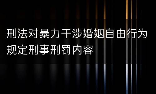 刑法对暴力干涉婚姻自由行为规定刑事刑罚内容