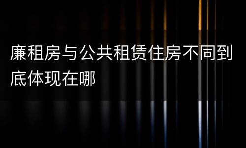 廉租房与公共租赁住房不同到底体现在哪