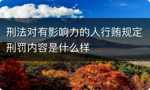 刑法对有影响力的人行贿规定刑罚内容是什么样