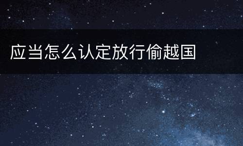 应当怎么认定放行偷越国