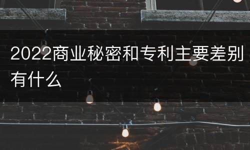 2022商业秘密和专利主要差别有什么