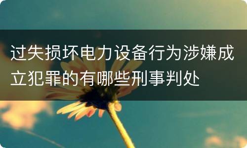 过失损坏电力设备行为涉嫌成立犯罪的有哪些刑事判处