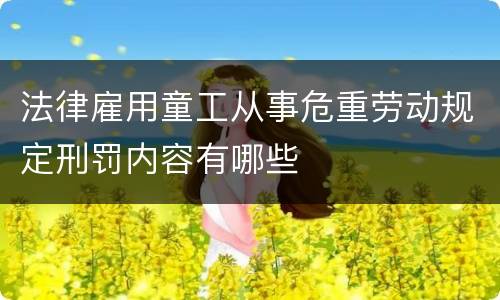 法律雇用童工从事危重劳动规定刑罚内容有哪些