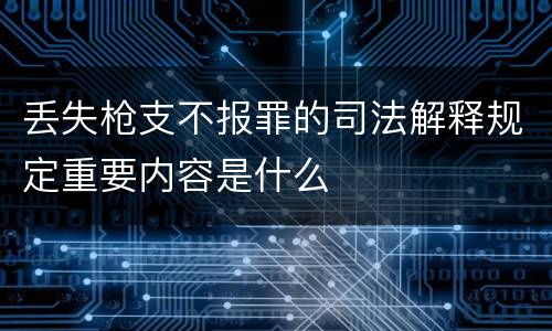 丢失枪支不报罪的司法解释规定重要内容是什么
