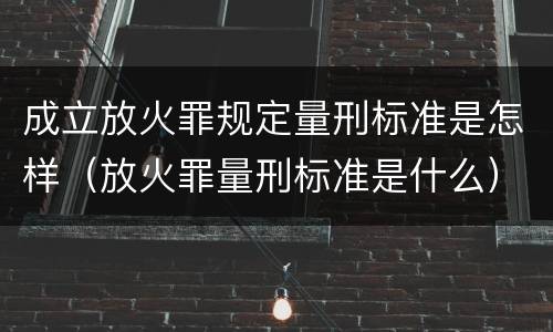 成立放火罪规定量刑标准是怎样(放火罪量刑标准是什么)