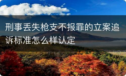 刑事丢失枪支不报罪的立案追诉标准怎么样认定