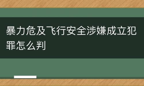 暴力危及飞行安全涉嫌成立犯罪怎么判