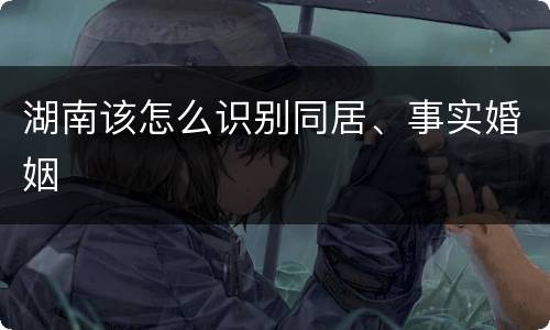 湖南该怎么识别同居、事实婚姻