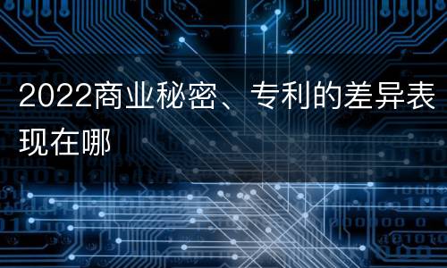 2022商业秘密、专利的差异表现在哪