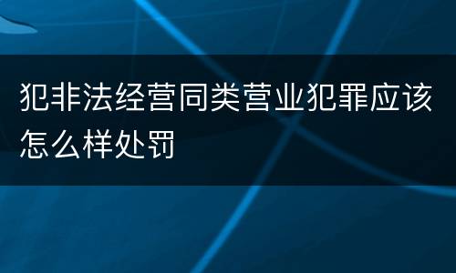 犯非法经营同类营业犯罪应该怎么样处罚